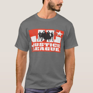 Justice League-Logo und Charakter-Silhouetten T-Shirt