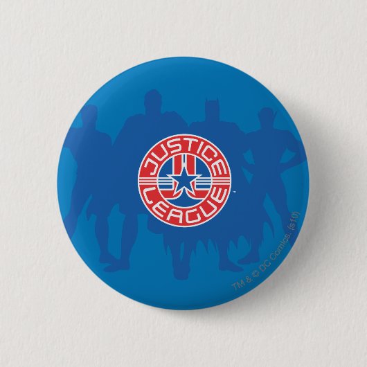 Justice League-Logo und solider Charakterhintergru Button (Vorderseite)