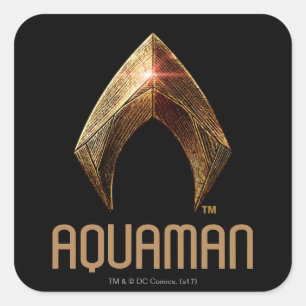 Justice League   Metallisches Aquaman-Symbol Quadratischer Aufkleber