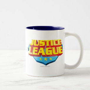 Justice League Name und Shield-Logo Zweifarbige Tasse