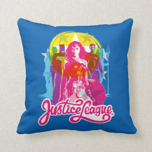 Justice League   Retro-Gruppe & Logo Pop-Art Kissen