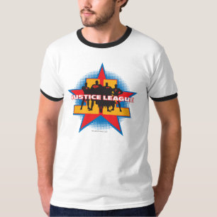 Justice League Silhouetten und Sternenhintergrund T-Shirt