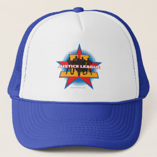 Justice League Silhouetten und Sternenhintergrund Truckerkappe