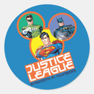 Justice League "Stärke in Zahlen" Runder Aufkleber