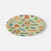 Justice League Super Hero Badge Pattern Pappteller (Schrägansicht)