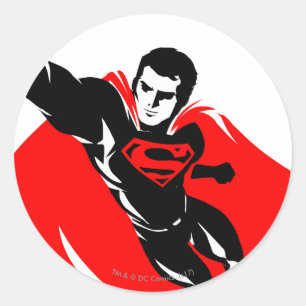 Justice League   Superman fliegt Noir Pop Art Runder Aufkleber