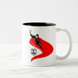Justice League   Superman fliegt Noir Pop Art Zweifarbige Tasse