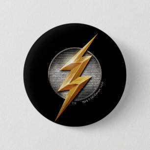 Justice League   The Flash Metallischer Blitzsymbo Button