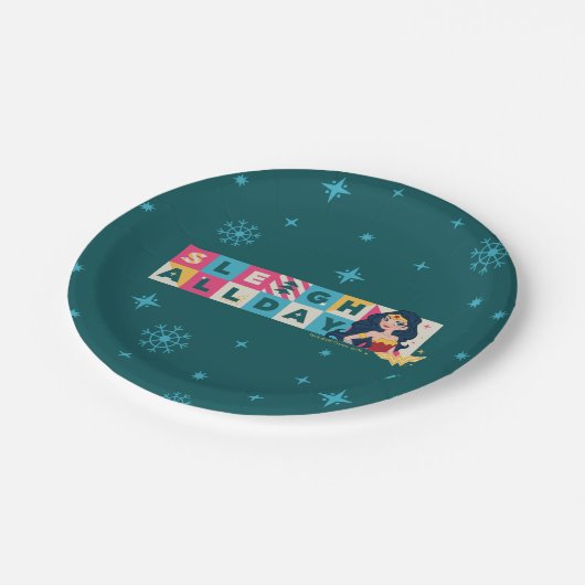 Justice League Wonder Woman "Sleigh All Day" Pappteller (Schrägansicht)