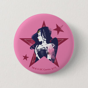 Justice League   Wonder Woman & Sterne Pop Art Button