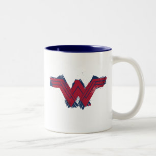 Justice League   Wonder Woman Symbol mit Pinselstr Zweifarbige Tasse