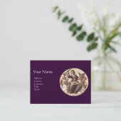 JUSTICE-Monogramm, Lila Perlenpapier Visitenkarte (Stehend Vorderseite)