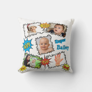 Justice Superhero Foto Collage Sprechblase Kissen