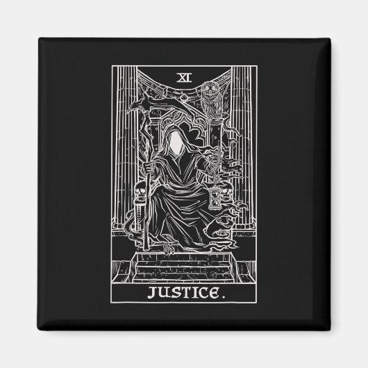 Justice Tarot Card Grim Sensenmann Halloween Goth  Magnet (Vorne)