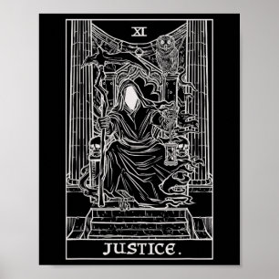 Justice Tarot Card Grim Sensenmann Halloween Goth  Poster