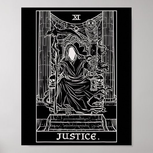 Justice Tarot Card Grim Sensenmann Halloween Goth  Poster (Vorne)