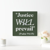 Justice WILL prevail Cool Quote Print Quadratische Wanduhr (Zuhause)