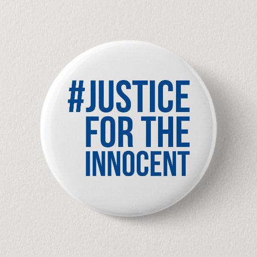 #JusticeForTheInnocent weißer/blauer Knopf Button (Vorderseite)