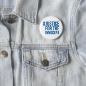 #JusticeForTheInnocent weißer/blauer Knopf Button (Beispiel)