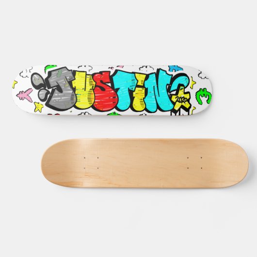 Justin Graffiti Custom Personalisiert Skateboard (Horizontal)