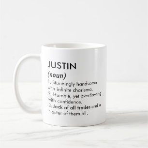 Justin Name, Bearbeitbarer Name, Benutzerdefiniert Kaffeetasse