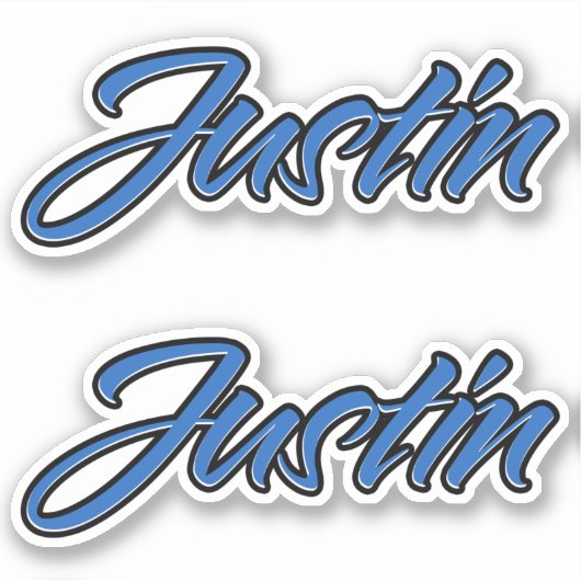 Justin Name blue Aufkleber Sticker Stickerset (Vorderseite)