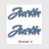 Justin Name blue Aufkleber Sticker Stickerset (Blatt)