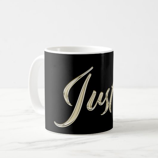 Justin Name whitegold Tasse Teetasse Kaffeetasse (Vorderseite Links)