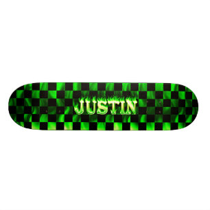 Justin-Skateboardgrünfeuer und Flammenentwurf Skateboard