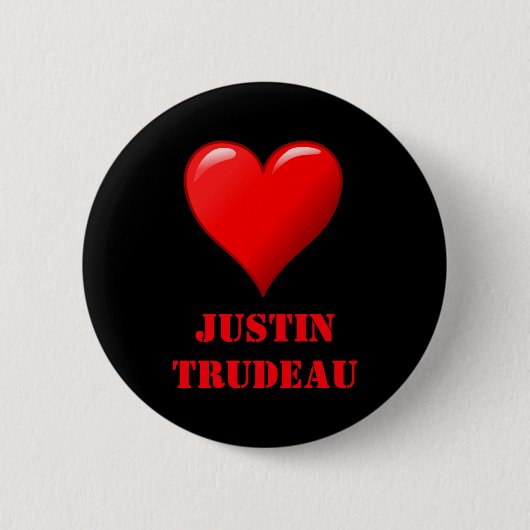 Justin Trudeau Cute Red Heart Love Red White Cool Button (Vorderseite)