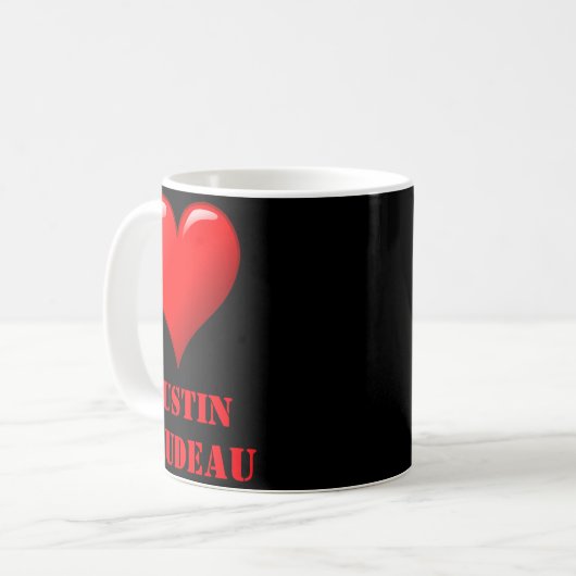 Justin Trudeau Cute Red Heart Love Red White Cool Kaffeetasse (Vorderseite Links)