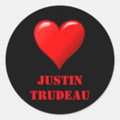 Justin Trudeau Cute Red Heart Love Red White Cool Runder Aufkleber (Vorderseite)