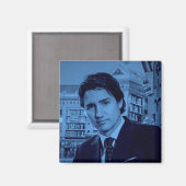Justin Trudeau Portrait 2014 in blau Magnet (Vorderseite/Rückseite)