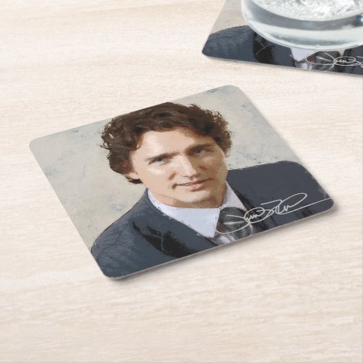 Justin Trudeau Rechteckiger Pappuntersetzer (angewinkelt)