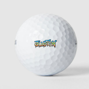 Justin Your Name graffiti Golfball