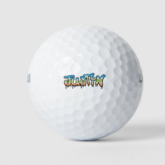 Justin Your Name graffiti Golfball (Vorderseite)