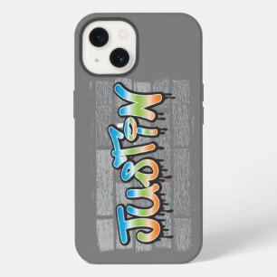 Justin Your Name graffiti Logo Brick Wall Paint iPhone 13 Hülle