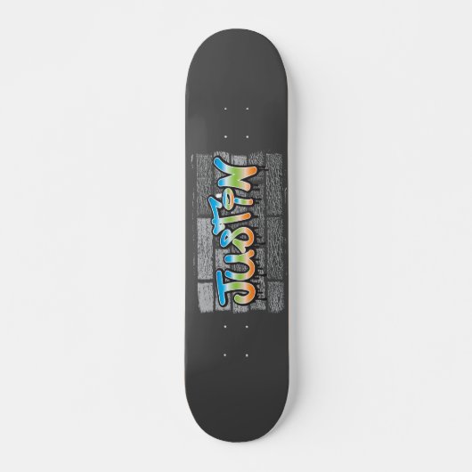 Justin your name graffiti logo Brick Wall Paint Skateboard