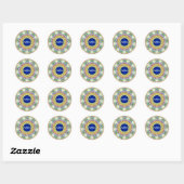 JUSTINE ~ Sweet Floral Pattern ~ Personalisiert ~ Runder Aufkleber (Blatt)
