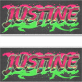 Justine Vorname Name Graffiti Aufkleber Sticker (Vorderseite)