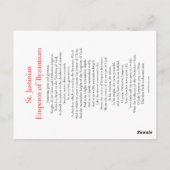 Justinischer Kaiser der Byzantium-Gebetskarte Postkarte (Rückseite)