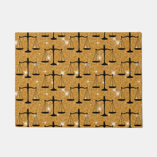 Justitsymbol Balanced Scales Golden Glitzer Fußmatte (Vorderseite)