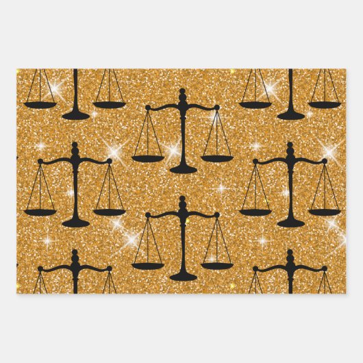 Justitsymbol Balanced Scales Golden Glitzer Geschenkpapier Set (Vorderseite 3)