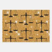Justitsymbol Balanced Scales Golden Glitzer Geschenkpapier Set (Vorderseite)