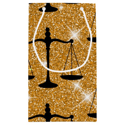 Justitsymbol Balanced Scales Golden Glitzer Kleine Geschenktüte (Rückseite)