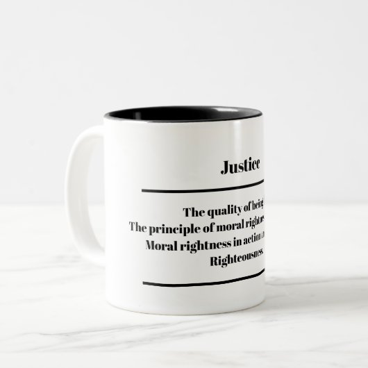 "Justiz" Definition Tasse (Vorderseite Links)