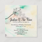 *~* JUSTIZ DER FRIEDENSFRIEDEN - Blume der Schwarz Quadratische Visitenkarte (Rückseite)