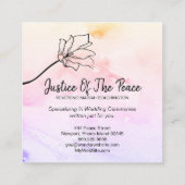 *~* JUSTIZ DES FRIEDENS - Schwarze Zeichnend Blume Quadratische Visitenkarte (Rückseite)