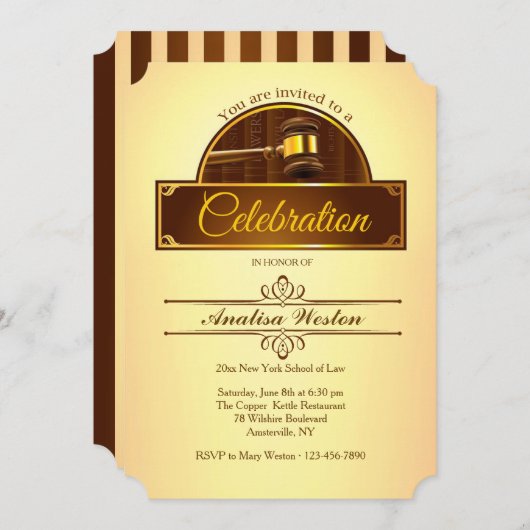 Justiz Gavel Abschluss Einladung (Vorne/Hinten)