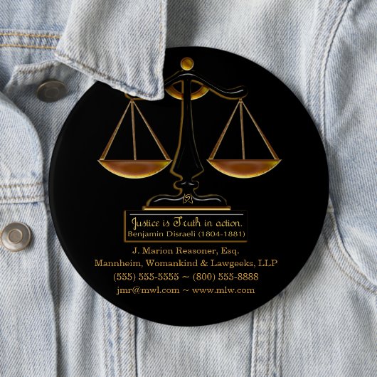 Justiz in Aktion (Personalisiertes Werbegeschenk) Button (Beispiel)